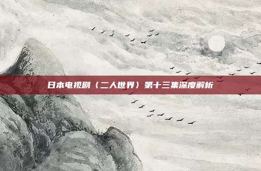 日本电视剧〈二人世界〉第十三集深度解析